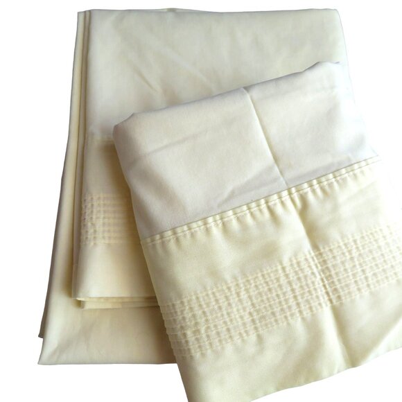 Vintage 70s Springmaid Full 4pc Sheet Set Canary Yellow No Iron Percale Cottage - Picture 6 of 10